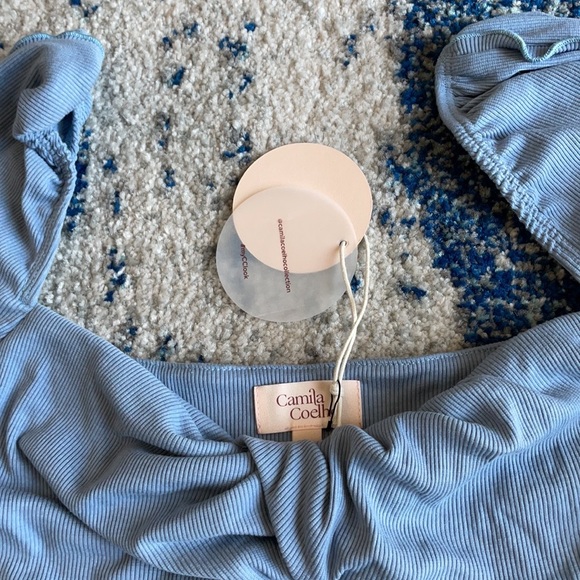 Camila Coelho Logan Crop Top in Baby Blue Xlarge - Picture 4 of 5